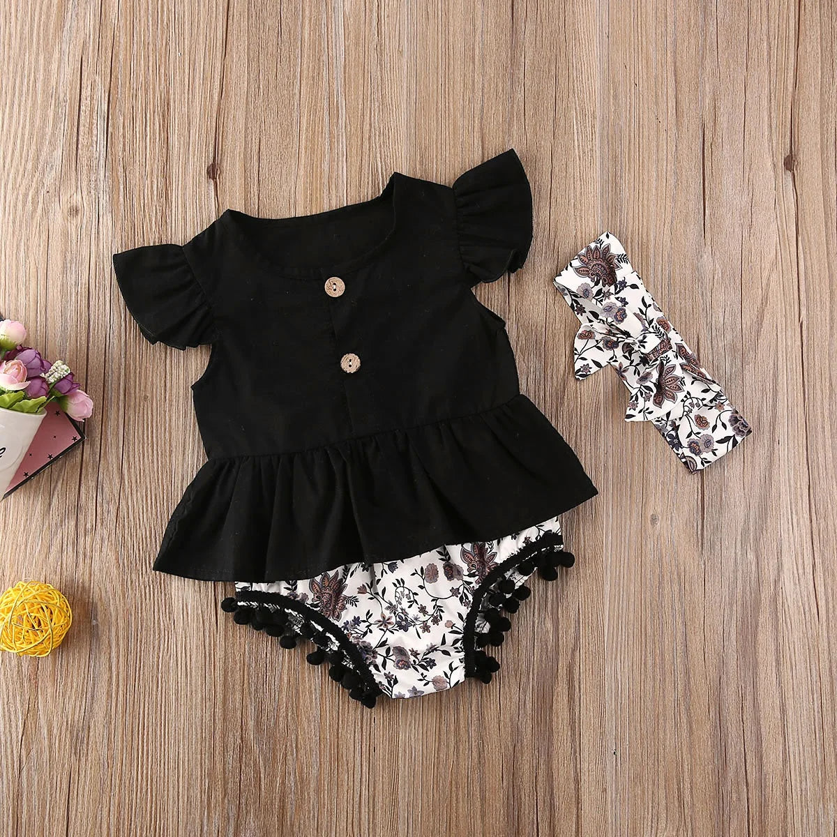 2021 Newborn Baby Girl Clothes Kids Sets 3Pcs Ruffle Sleeve T-Shirts Leopard Floral Tassels Shorts Summer Baby Clothes 0-3Years